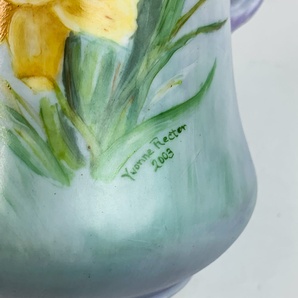Yvonne Rector Hand Painted Potterty Pitcher Signed