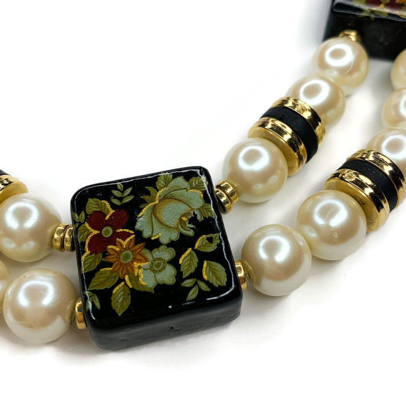 Vintage JAPAN Faux a Pearl Double Strand Necklace