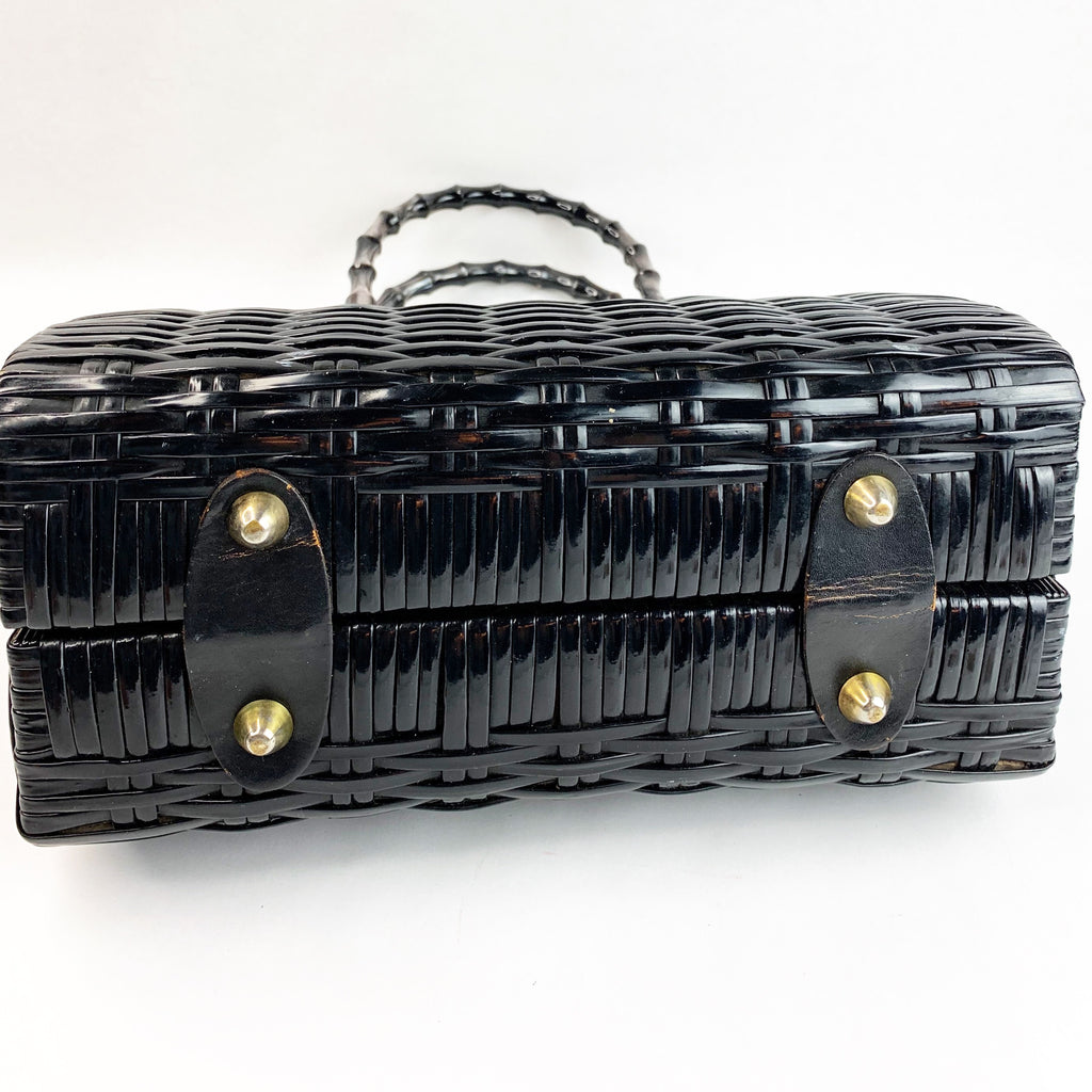 Vintage Woven Black Rattan Handbag Bag