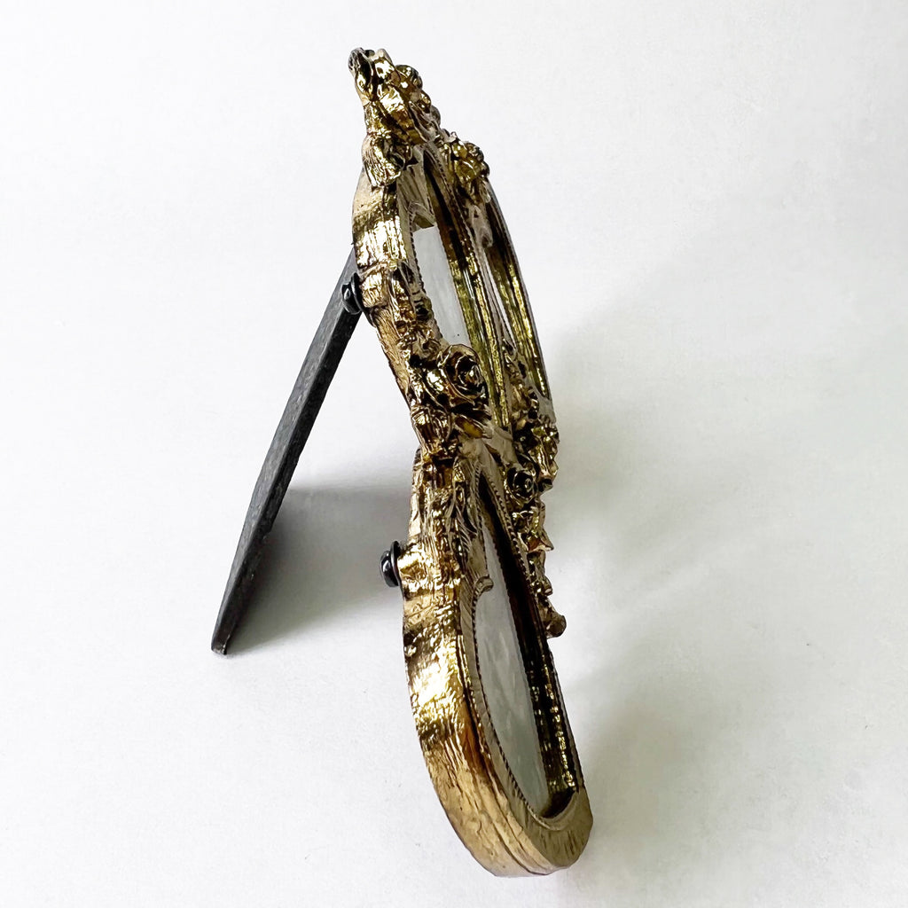 Hollywood Regency Gold Triple Heart Picture Frame