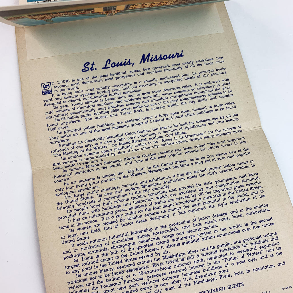 Vintage Fold-Out Postcard View Book ST. LOUIS, MISSOURI Postcards