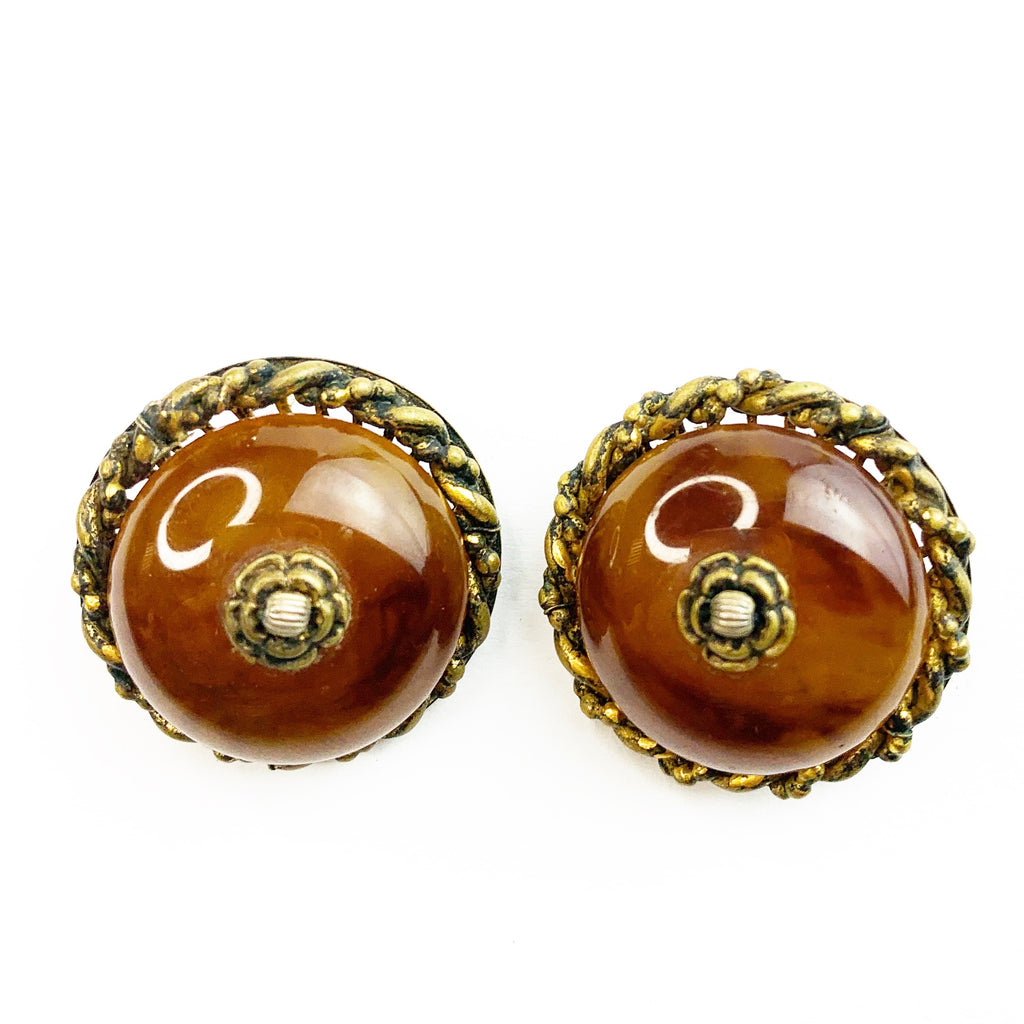 Vintage Signed Miriam Haskell Clip On Earrings