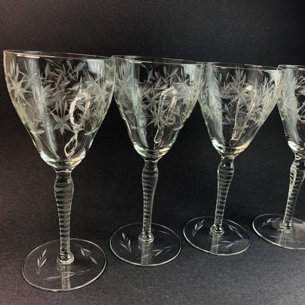 Vintage Champagne Cut Stem Glasses