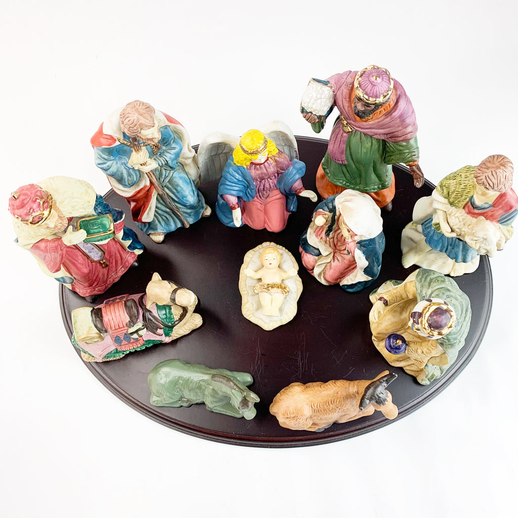 Home for the Holidays Christmas 12 Piece Hand Painted Porcelain Nativity Set