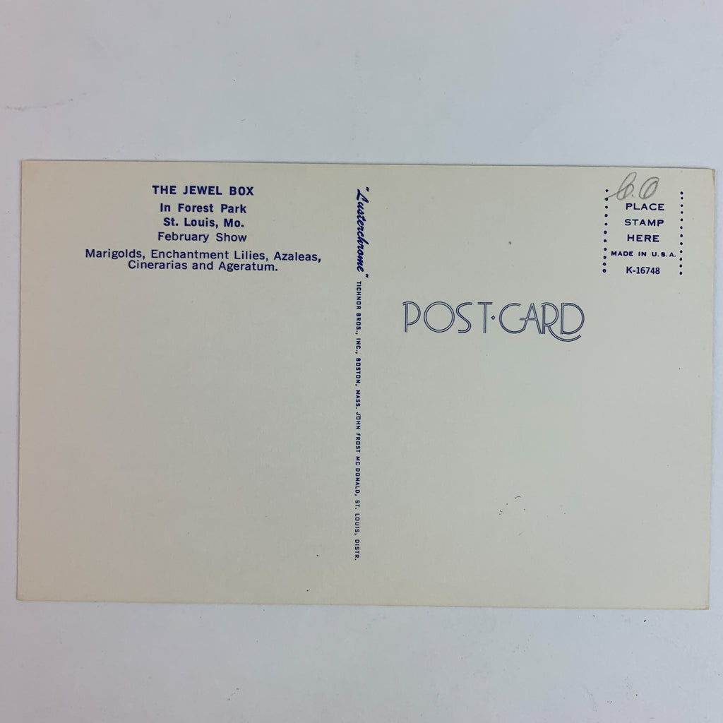 The Jewel Box in Forest Park St.Louis MO February Show Postcard