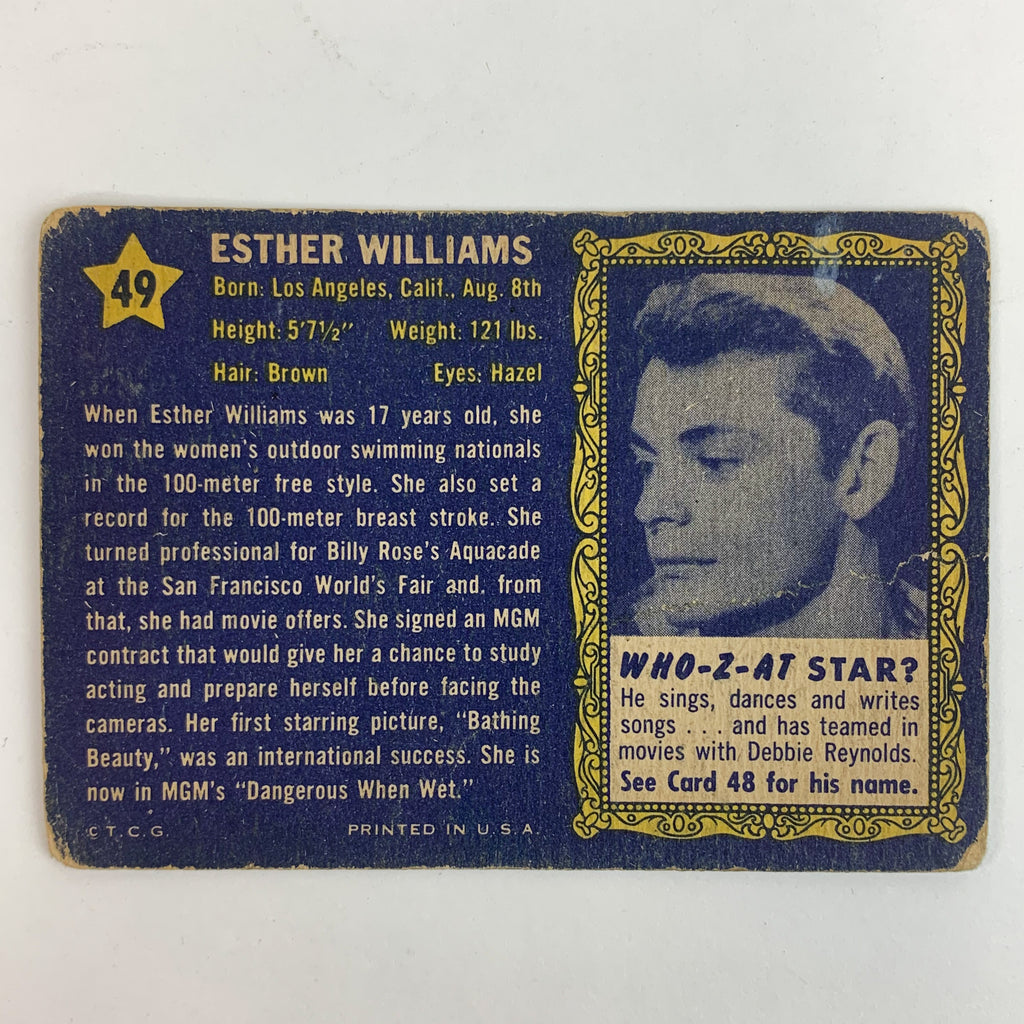 Esther Williams Movie Actress Who-Z-At Star? #49 MGM Star Card