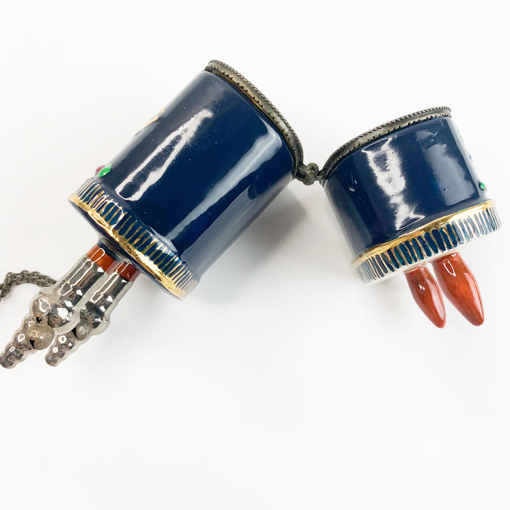 Porcelain Hinged Trinket Box Jewish Torah Scroll