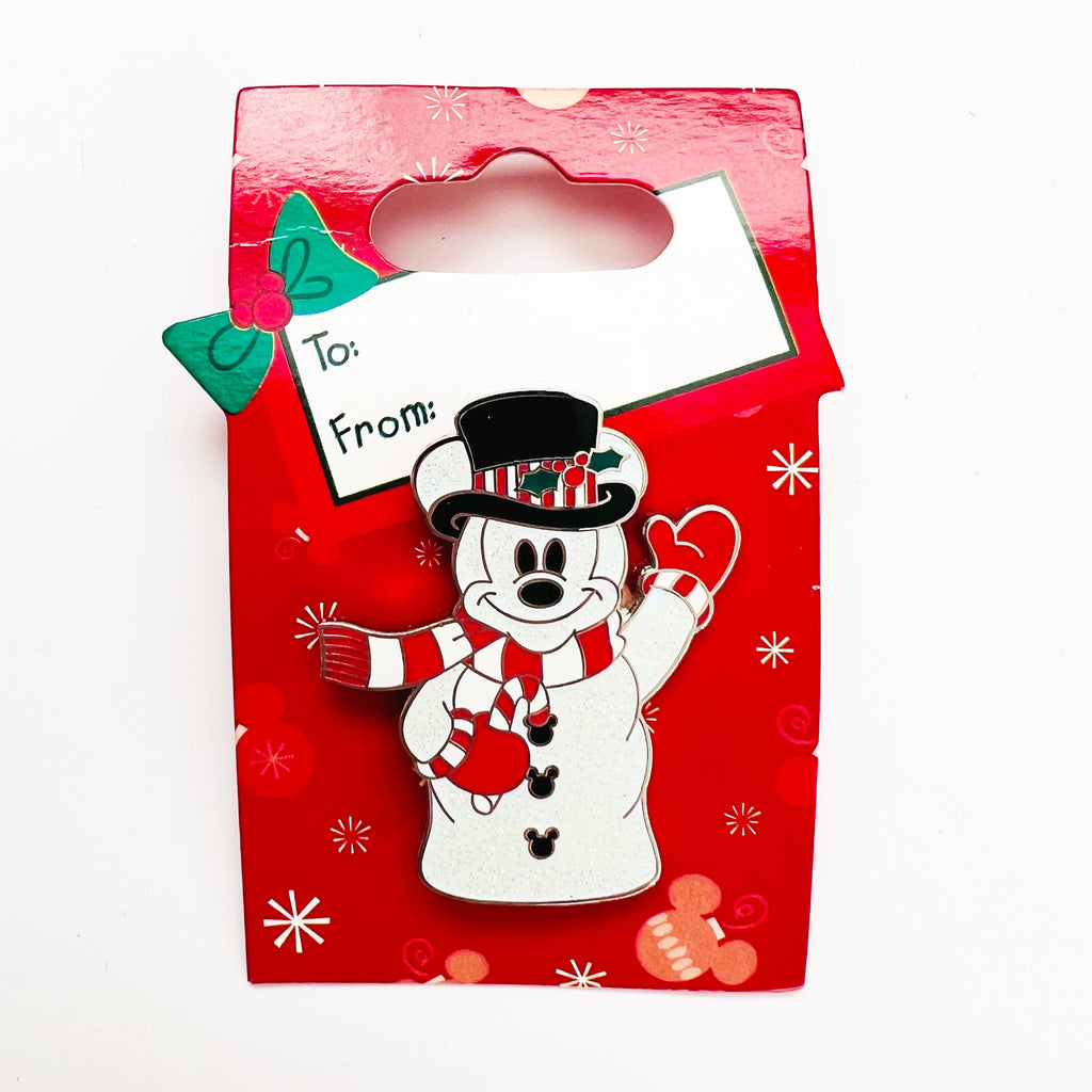 Disney Sparkle Snowman Mickey Mouse Christmas Pin