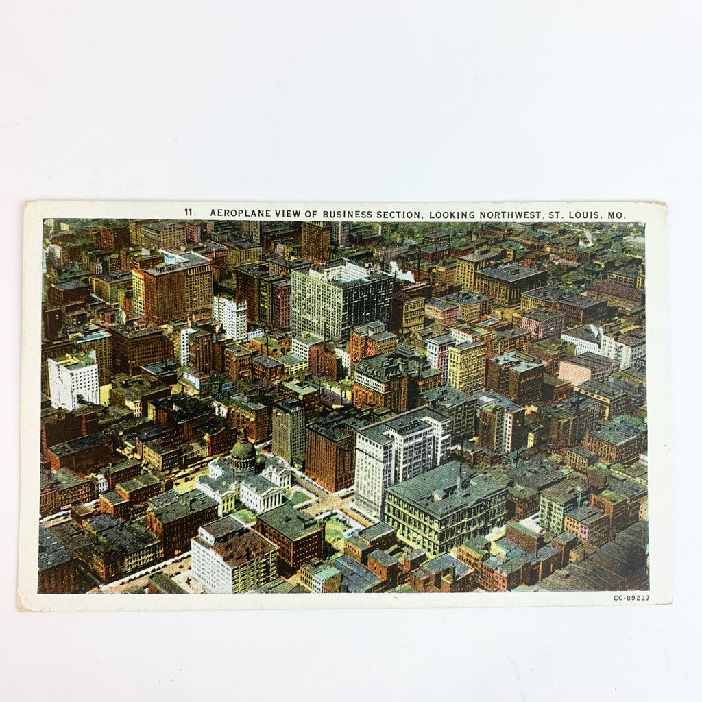 Aeroplane View of Business Section Looking Northwest St. Louis MO Postcard