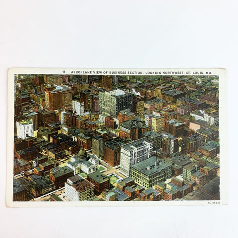 Aeroplane View of Business Section Looking Northwest St. Louis MO Postcard