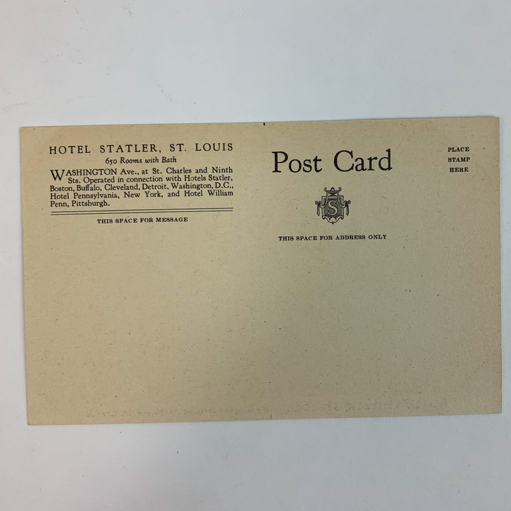 Vintage Hotel Statler St. Louis Missouri MO Washington Ave Postcard