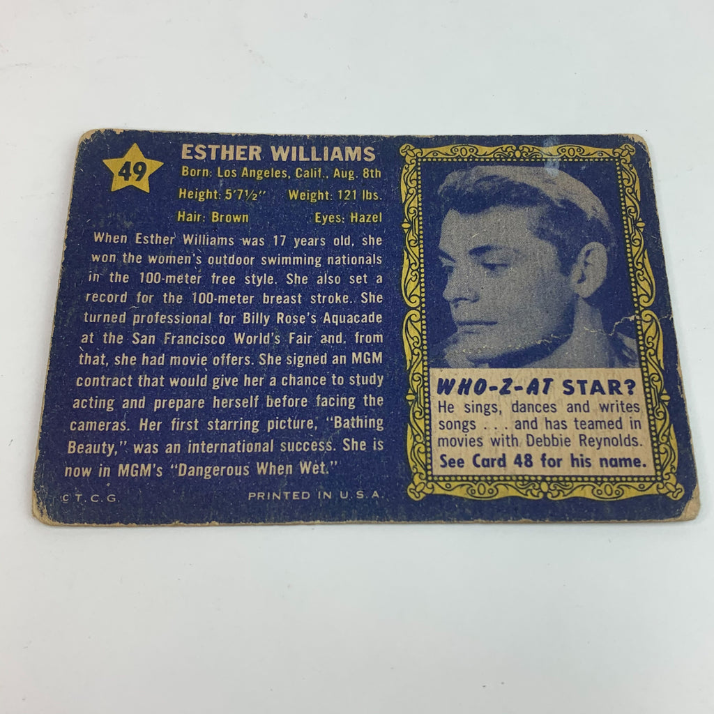 Esther Williams Movie Actress Who-Z-At Star? #49 MGM Star Card
