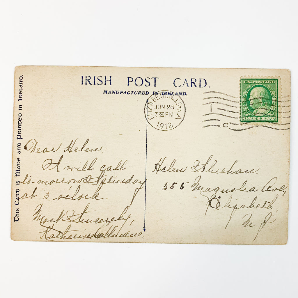 Vintage Irish Glenariff Farm Scene Feeding Her Pigs Postcard