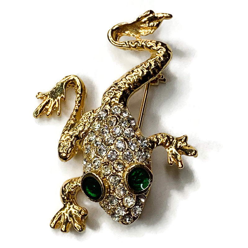Vintage Leaping Frog Rhinestone Brooch
