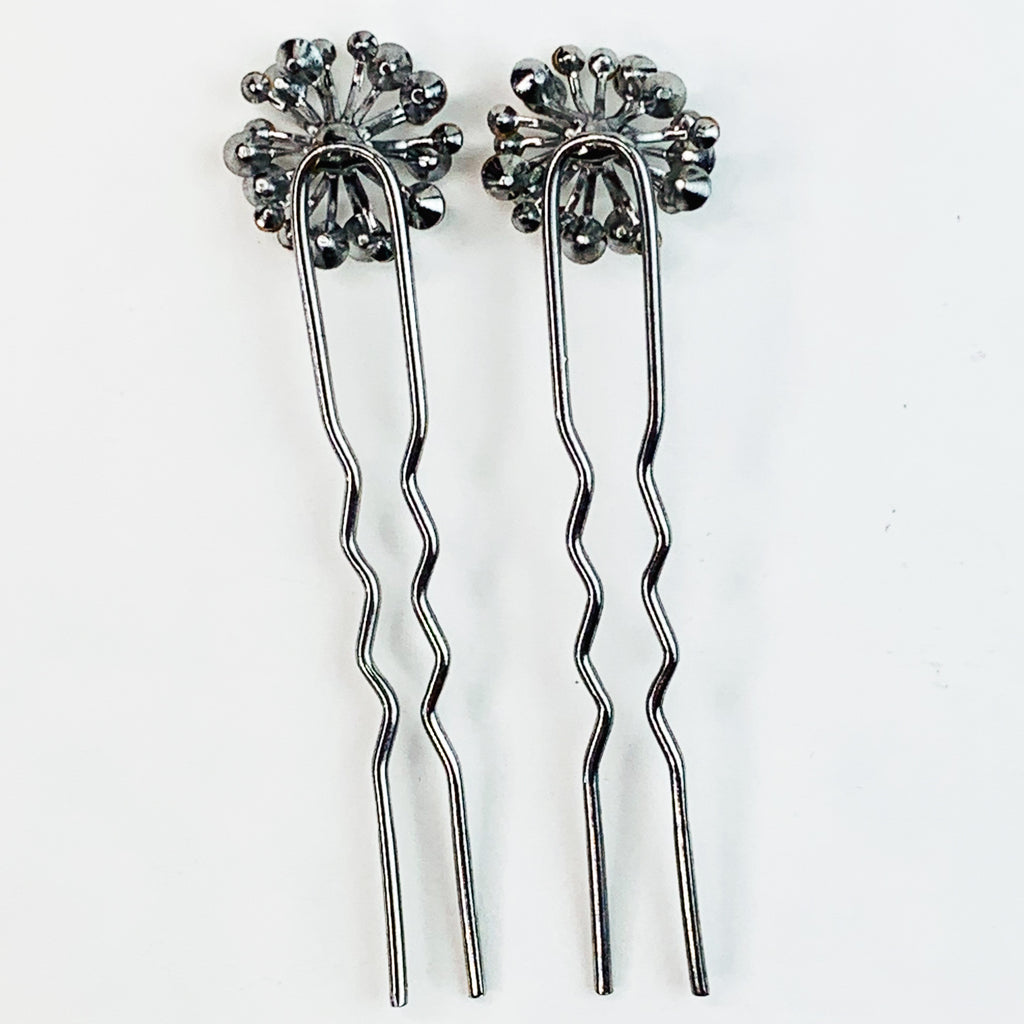 Vintage Starburst Rhinestone Flower Hair Pin
