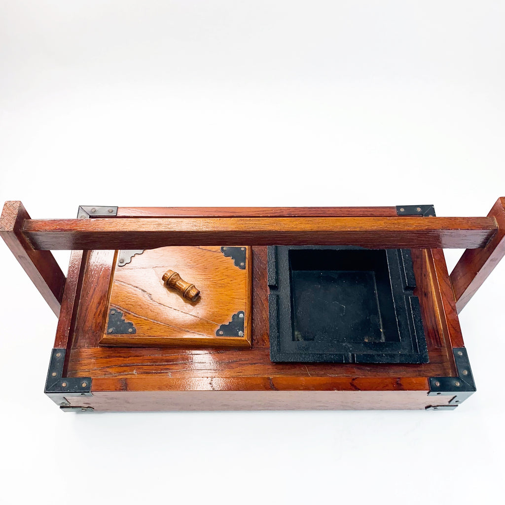 Japanese Wood Ashtray w/Cigarette Tobacco Tray