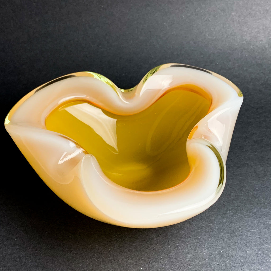 Murano Alabastro Mid Century Glass Ashtray Bowl