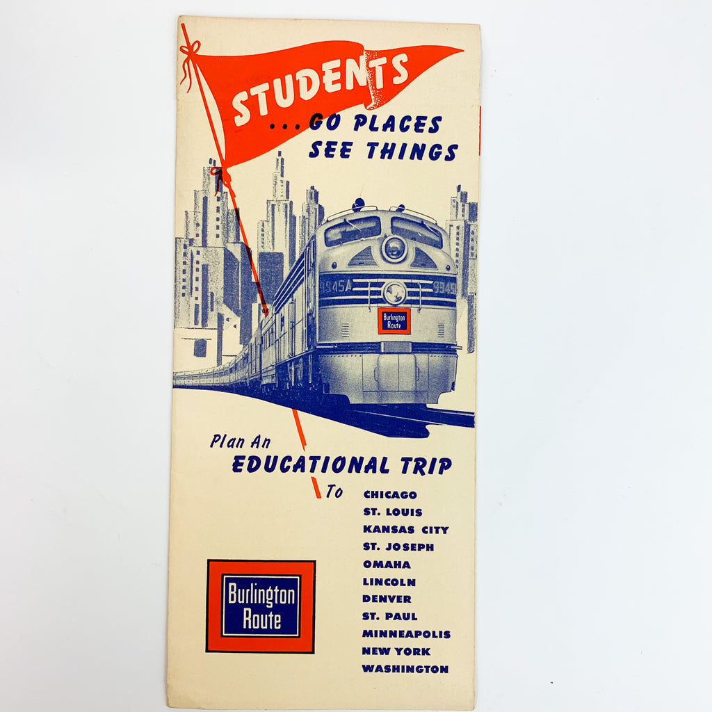 Vintage Burlington Route Railroad Educational Trip Facilities Paper Brochure