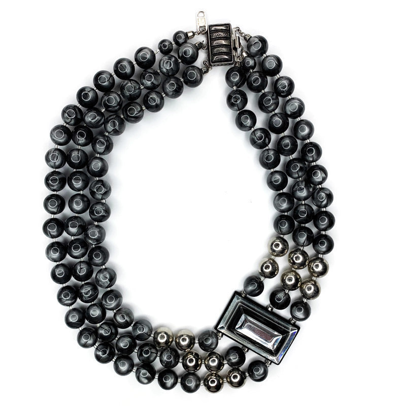 Vintage Triple Strand Italy Made Beaded Necklace