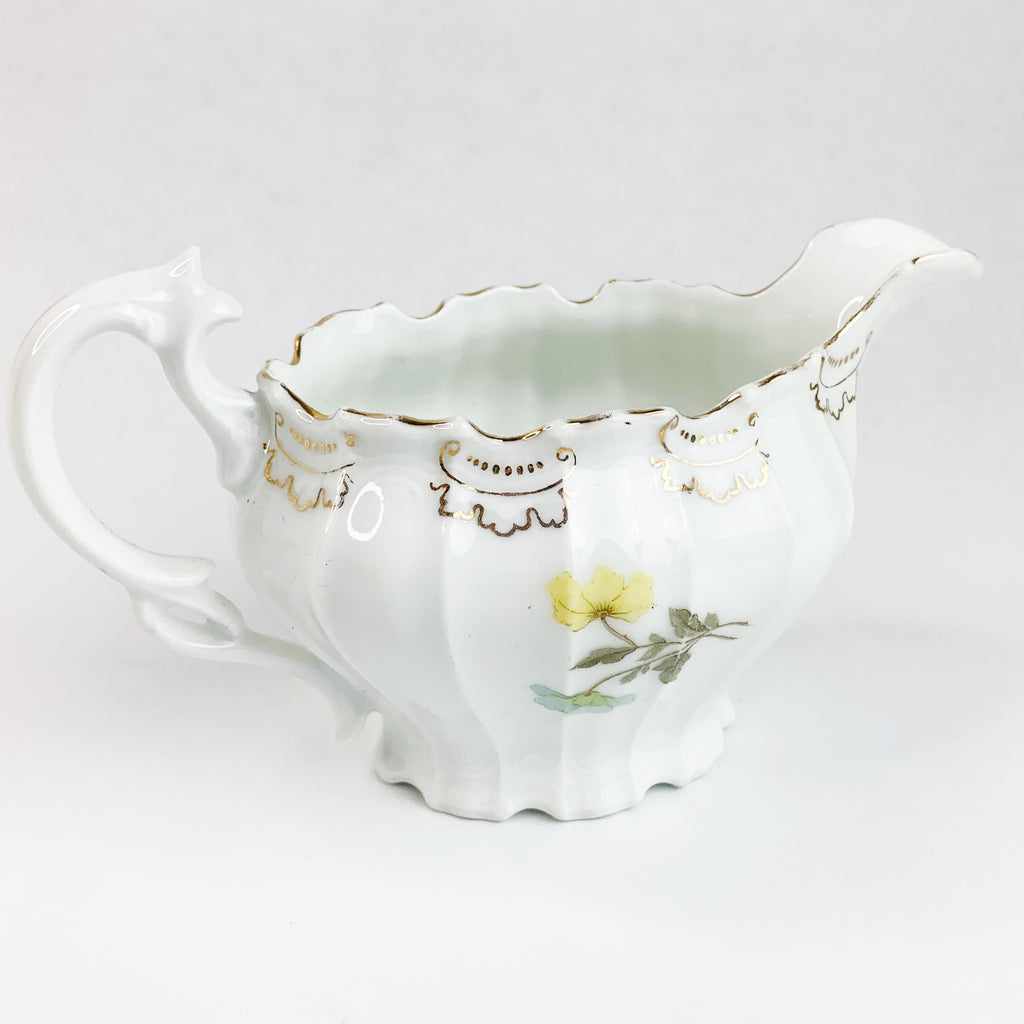 Porcelain Hand Painted Creamer Rim & Handle