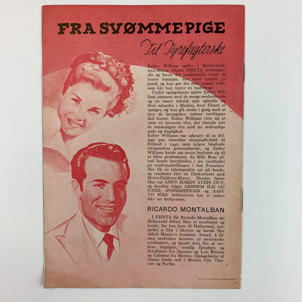 Fiesta Esther Williams Akim Tamiroff Danish Souvenir Movie Program