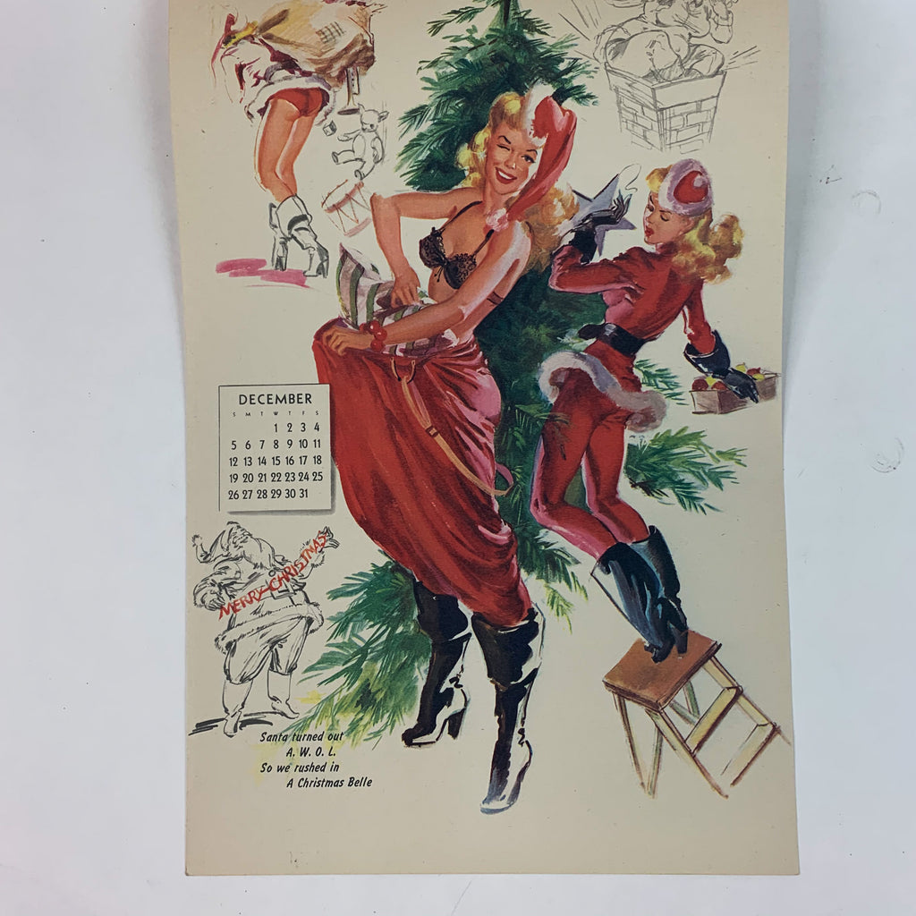 Vintage Pinup Girls 1948 Wall Calendar Brown & Bigelow Artist Sketch Pad