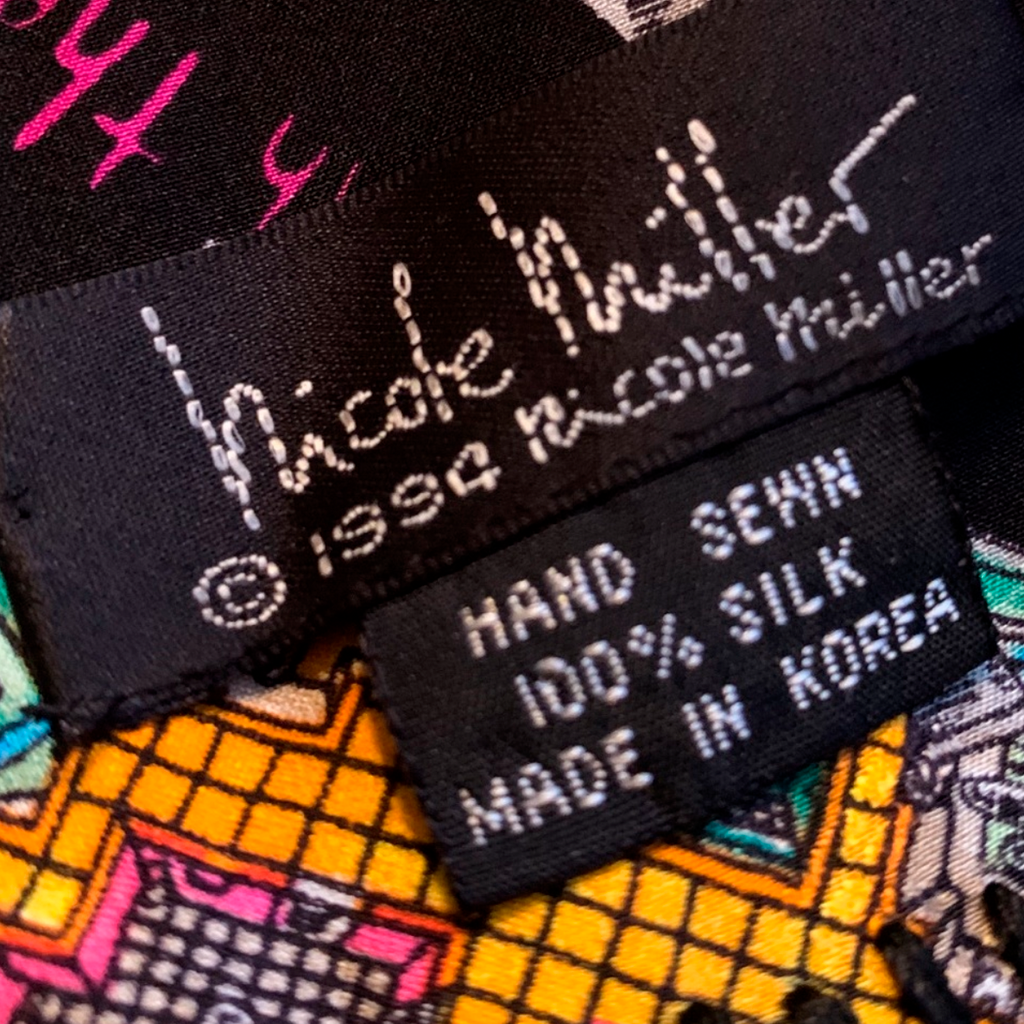 Vintage 1994 Nicole Miller Board Game Silk Scarf