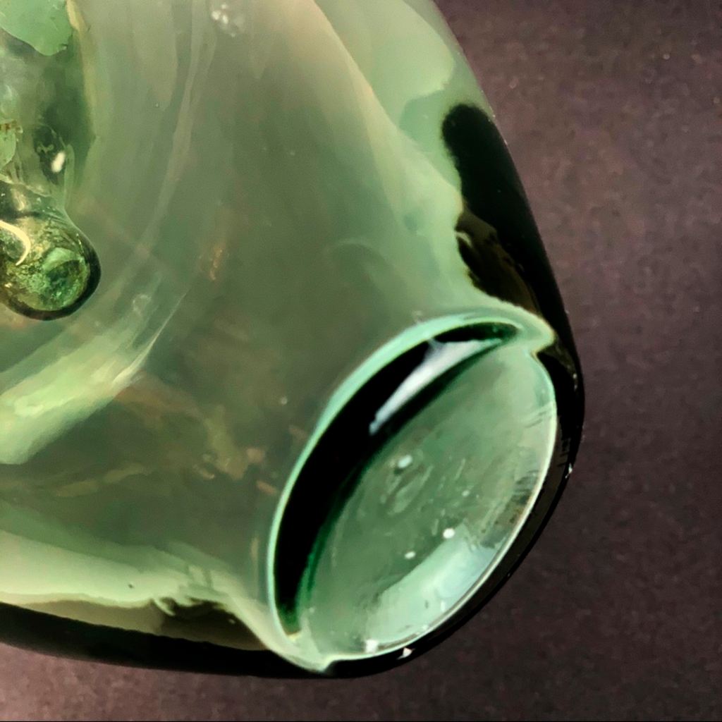 Vintage Apple Art Glass Handblown Metal Stem Leaves