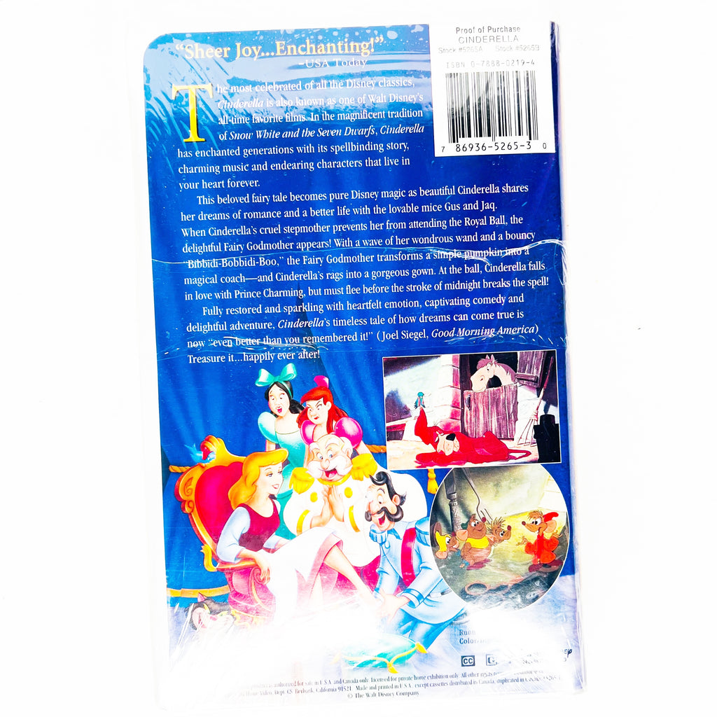 Walt Disney Cinderella VHS #5265 Clamshell Masterpiece Collection