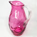 Vintage Cranberry Pink Pitcher with Applied Clear Glass Ribbed Handle.