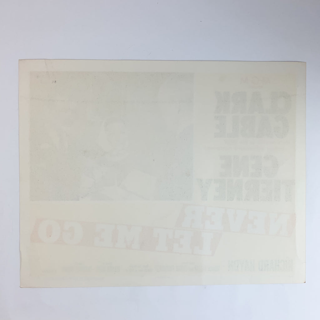 Vintage 1953 MGM Never Let me Go Clark Gable Gene Tierney #5 Lobby Card