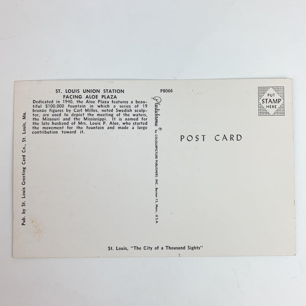 St Louis Union Station Facing Aloe Plaza Missouri Postcard