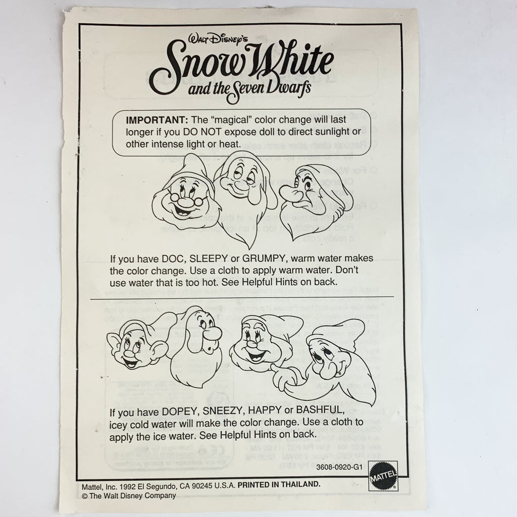 Vintage 1992 Walt Disney Snow White and Seven Dwarfs Set