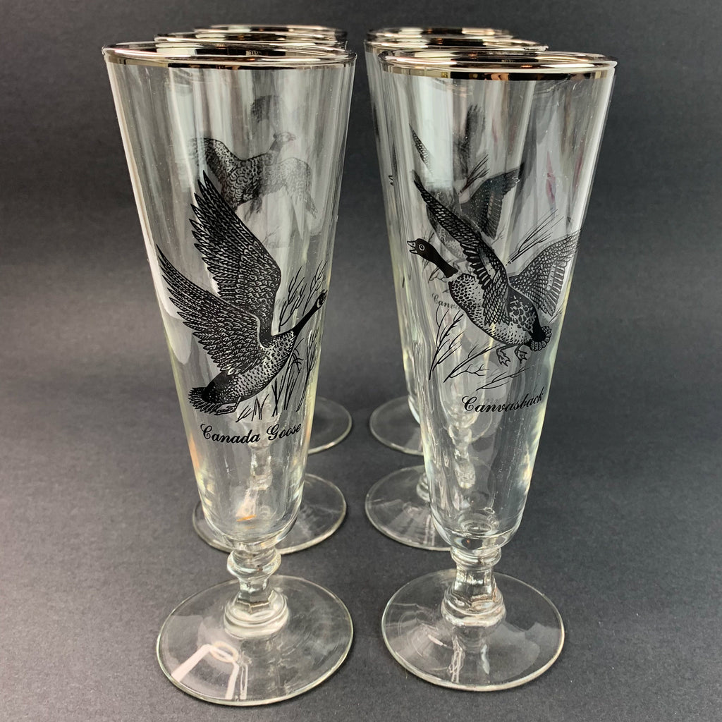 Vintage Silver Rim Footed Game Bird Glasses