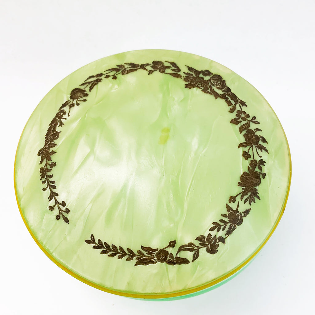 Vintage Green Depression Glass with Lid