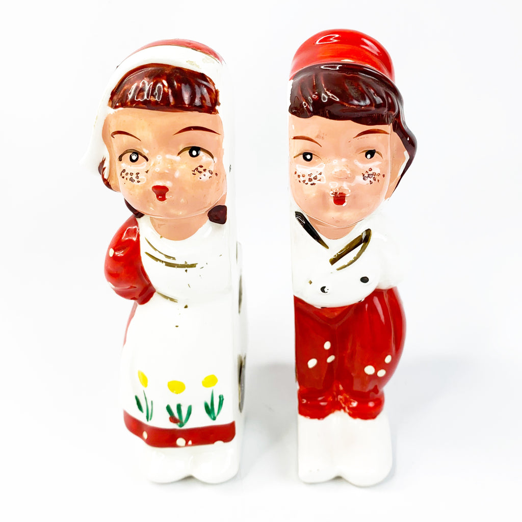 Vintage Wales Japan Boy Girl Ceramic Bookends