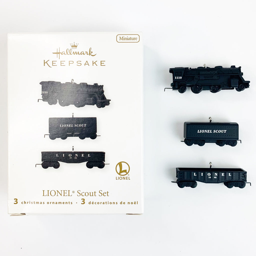 Hallmark Keepsake 2010 LIONEL SCOUT Miniature Set of 3 Trains Christmas Ornament