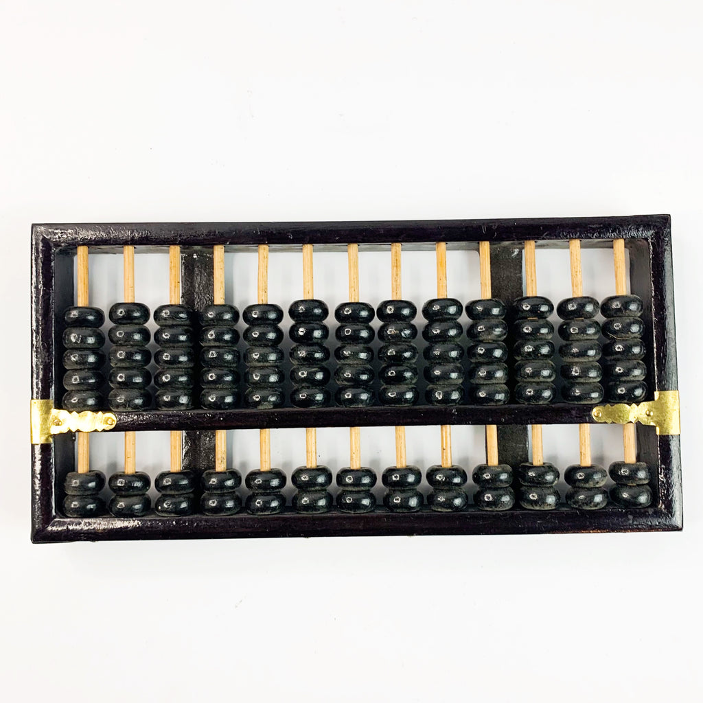 Vintage Abacus Peony Trademark Wooden Brass Detail