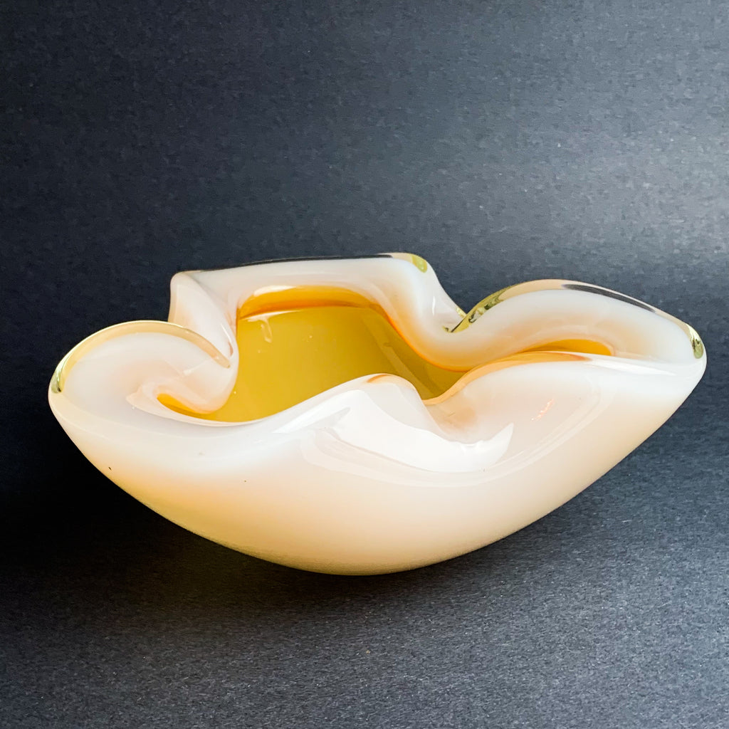Murano Alabastro Mid Century Glass Ashtray Bowl