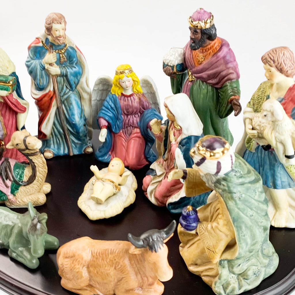Home for the Holidays Christmas 12 Piece Hand Painted Porcelain Nativity Set