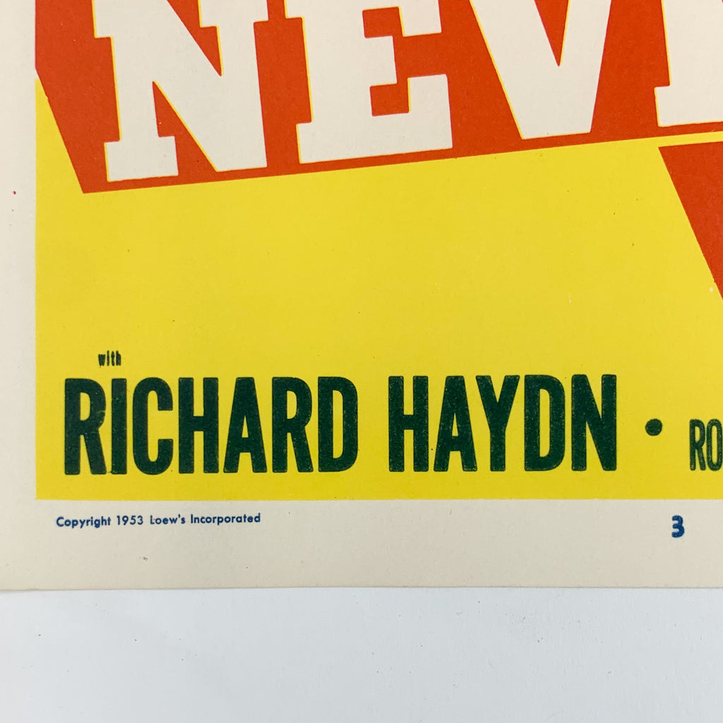 Vintage 1953 MGM Never Let me Go Clark Gable Gene Tierney #3 Lobby Card