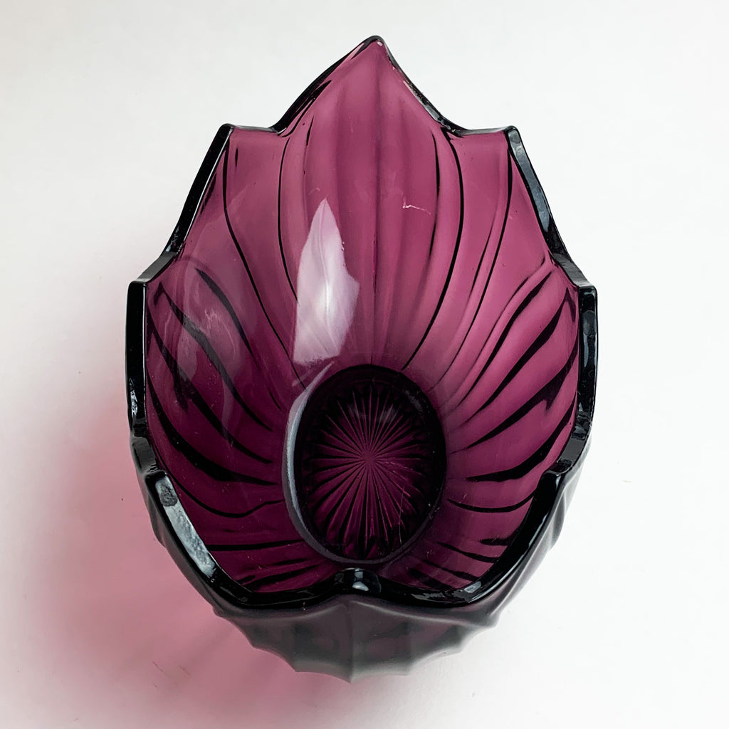 Vintage Plum Purple Heavy Glass Bowl