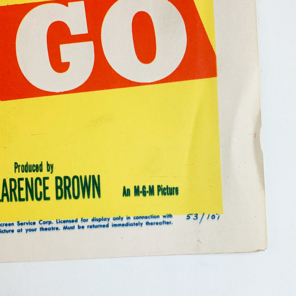 Vintage 1953 MGM Never Let me Go Clark Gable Gene Tierney #2 Lobby Card