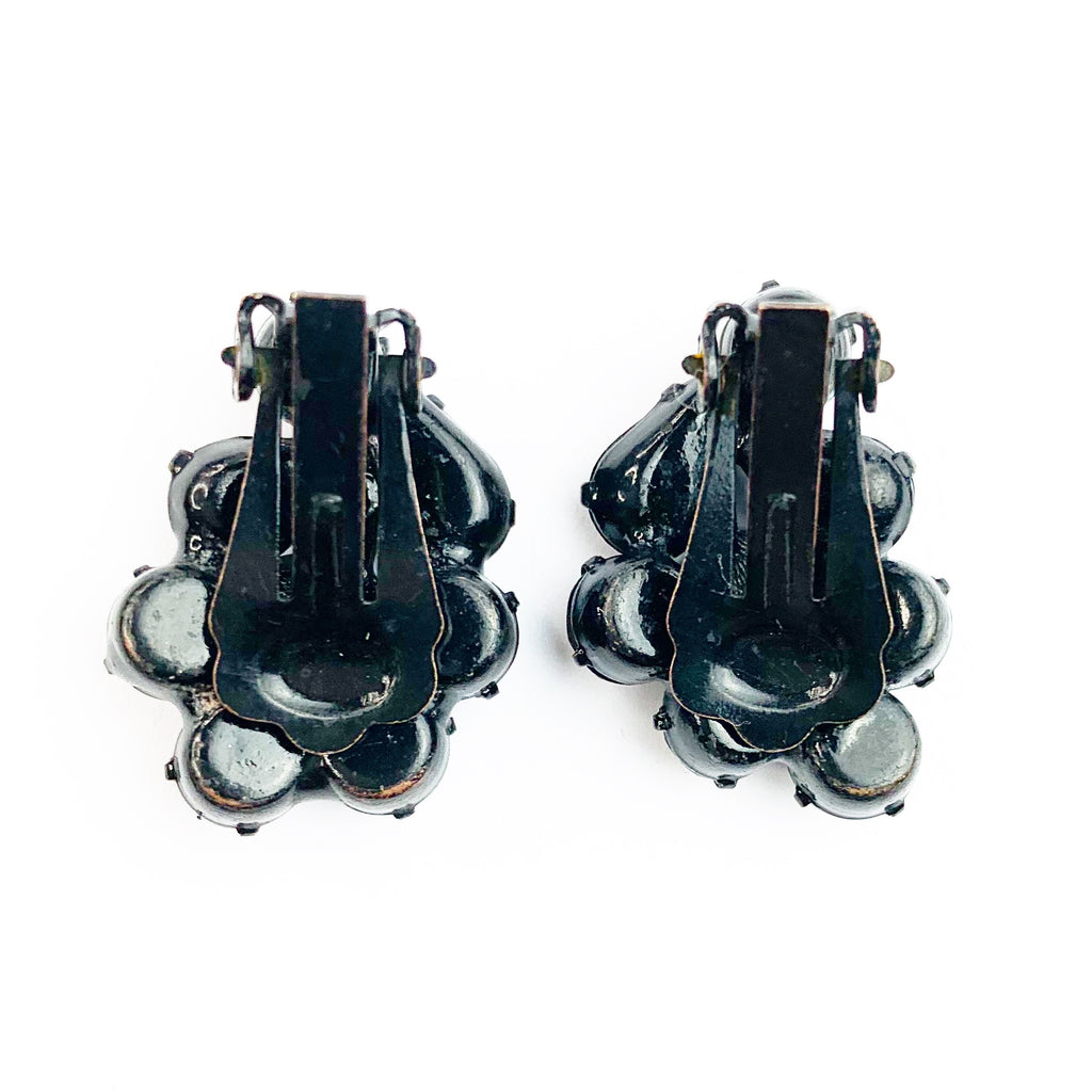 Vintage Cluster Clip On Costume Earrings