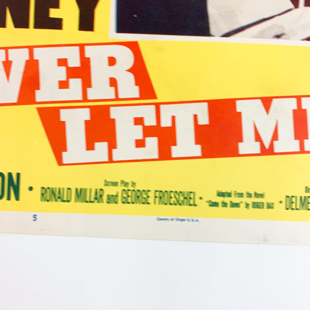 Vintage 1953 MGM Never Let me Go Clark Gable Gene Tierney #5 Lobby Card