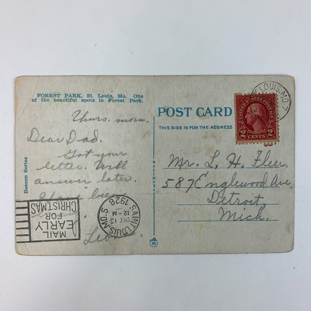 Shelter House and Rest Room Forest Park St. Louis MO Missouri Postcard