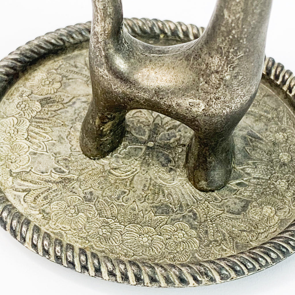 Vintage Silver Plate Giraffe Ring Holder Trinket Tray