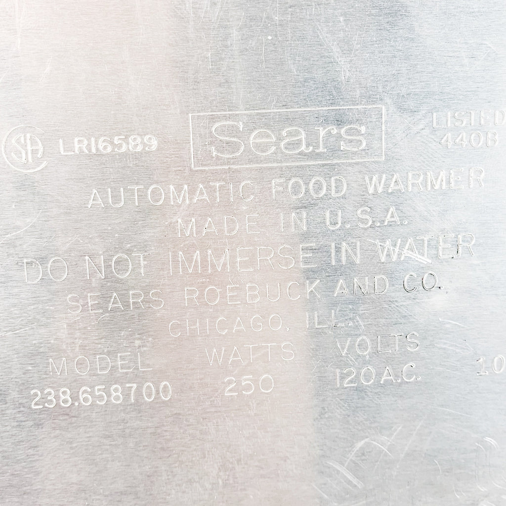 Vintage Sears Automatic Food Warmer Tray