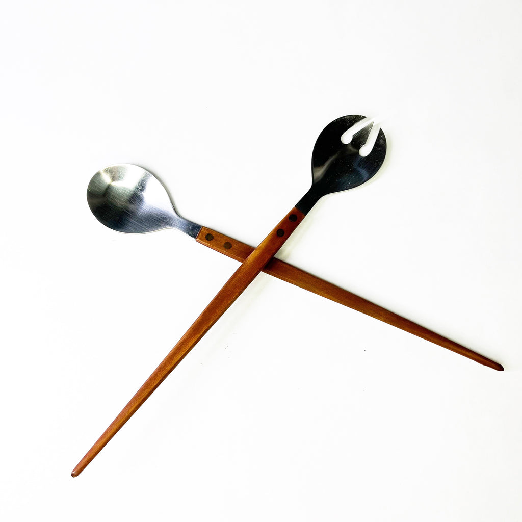 MCM Arnart Teak Wood Salad Set Stainless Steel JAPAN