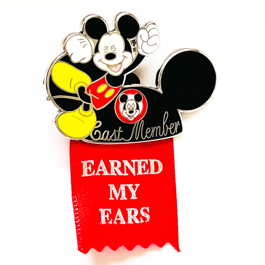 Disney Mickey Mouse Hat Cast Member Earned My Ears Banner Pin